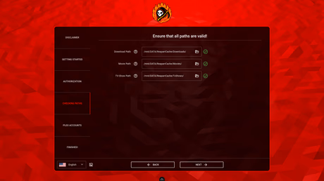Initial setup step 4 – folder or storage configuration